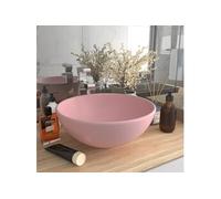 vidaXL Lavabo rond de salle de bain Rose mat 32,5x14 cm Céramique
