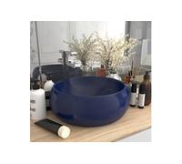 Vidaxl Lavabo Rond De Luxe Bleu Foncé Mat 40x15 Cm Céramique