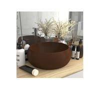 vidaXL Wastafel rond 40x15 cm keramiek mat donkerbruin147006 Marron G