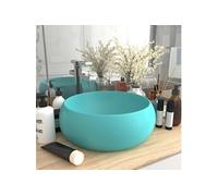 vidaXL Lavabo Rond de Luxe - Céramique vert clair mat 40x15 cm