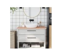 Comptoir de salle de bain 100x50x2,5 cm bois massif de hêtre