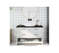 vidaXL Comptoir de salle de bain bord vivant bois massif traité marron foncé 120x50 cm