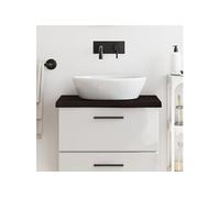 Vidaxl Comptoir De Salle De Bain Marron Foncé Bois Massif Traité Gris