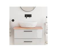 vidaXL Comptoir de Salle de Bain, Dessus d'Armoire avec Bord Vivant, Plan de Travail de Toilette, Marron Clair 80x60x2 cm Bois Traité
