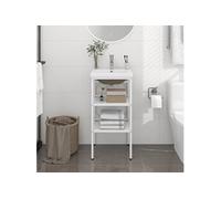 Cadre de Lavabo de Bain Vasque à Encastrer Fer Multi-taille Blanc/Noir vidaXL