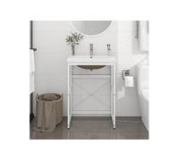 Cadre de Lavabo de Bain Vasque à Encastrer Fer Multi-taille Noir/Blanc vidaXL