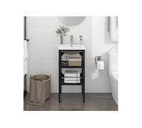 Cadre de Lavabo de Bain Vasque à Encastrer Fer Multi-taille Blanc/Noir vidaXL