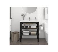 Cadre de Lavabo de Bain Vasque à Encastrer Fer Multi-taille Blanc/Noir vidaXL