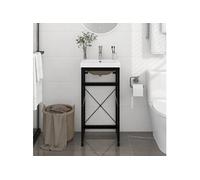 Cadre de Lavabo de Bain Vasque à Encastrer Fer Multi-taille Noir/Blanc vidaXL