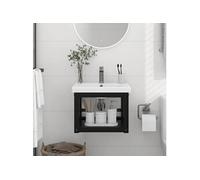 vidaXL Wastafelframe wandgemonteerd 40x38x31 cm ijzer zwart338493 Noir G