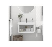 Vidaxl Cadre De Lavabo De Salle De Bain Mural Blanc 59x38x31 Cm Fer Blanc