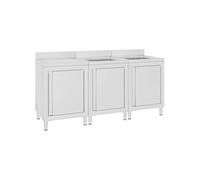 Évier de cuisine commercial - vidaXL - 180x60x96 cm - Acier inoxydable - Pieds réglables