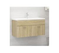 vidaXL Wastafelkast met ingebouwde wastafel bewerkt hout sonoma eiken3071291 Brun G