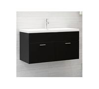 Vidaxl Armoire D'évier Avec Lavabo Intégré Noir Aggloméré
