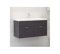 Vidaxl Armoire D'évier Avec Lavabo Intégré Gris Brillant Aggloméré