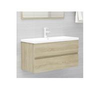 Vidaxl Armoire D'évier Lavabo Intégré Chêne Sonoma Bois D'ingénierie Marron