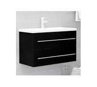 Vidaxl Armoire D'évier Avec Lavabo Intégré Noir Aggloméré Noir