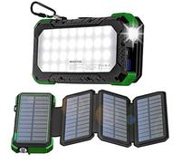 WASTDE Batterie Externe Solaire 26800 mAh avec Panneau Solaire, Chargeur Solaire Batterie Externe USB-C 18 W Sortie/Entrée Charge Rapide avec Lampe de Camping et Lumière (SOS) étanches pour Téléphone