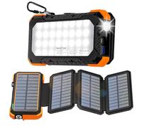 WASTDE Batterie Externe Solaire 26800 mAh avec Panneau Solaire, Chargeur Solaire Batterie Externe USB-C 18 W Sortie/Entrée Charge Rapide avec Lampe de Camping et Lumière (SOS) étanches pour Téléphone