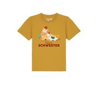 watabout.kids T-Shirt 'Lama Kleine Schwester' marron châtaigne / moutarde / orange pastel / blanc cassé, Taille 110-116