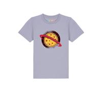 watabout.kids T-Shirt 'Pizza Planet' bleu-gris / brun foncé / jaune foncé / rouge, Taille 104