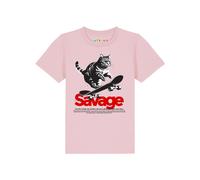 watabout.kids T-Shirt 'Savage Cat' rose / rouge / noir / blanc, Taille 146