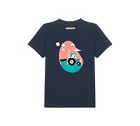 watabout.kids T-Shirt 'Traktor' bleu marine / turquoise / rouge pastel / blanc, Taille 146