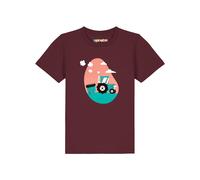watabout.kids T-Shirt 'Traktor' turquoise / bordeaux / rouge pastel / noir, Taille 146