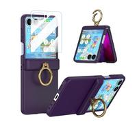 WATACHE Case for Samsung Galaxy Z Flip 7 Case with Ring Kickstand Screen Protector Shockproof Hinge Protection Phone Cover for Galaxy Z Flip 7 2025 5G - Purple