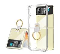 WATACHE Conçu pour Samsung Galaxy Z Flip 4 Case Clear with Ring, Housse de Protection Anti-Chocs Anti-Chute pour téléphone Compatible avec Galaxy Z Flip 4 Case 5 G 2022 (Clair)