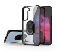 WATACHE Coque pour Galaxy S22 Plus, Crystal Clear Armor Defender Design Hybrid Protective Case Cover [Ring Holder Kickstand][Magnetic Car Mount Feature] pour Samsung Galaxy S22+ Plus,Noir