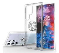 WATACHE Crystal Clear Galaxy S23 Ultra Case Clear Soft Slim TPU Antichoc Case Cover avec 360 degrés Rotation Anneau Support pour Samsung Galaxy S23 Ultra (Transparent)