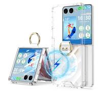 WATACHE Designed for Samsung Galaxy Z Flip 7 Case Magnetic Clear with Ring(Compatible with Magsafe),Shockproof Protective Phone Cover Compatible with Galaxy Z Flip 7 Case 5 G 2025 (Crystal)