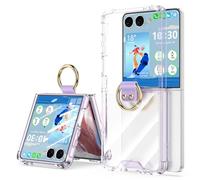 WATACHE Designed for Samsung Galaxy Z Flip 8 Case Clear with Ring, Anti-Fall Shockproof Protective Phone Cover Compatible with Galaxy Z Flip 8 Case 5 G (Clear Purple)