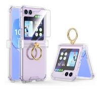 WATACHE for Galaxy Z Flip 6 Case with Screen Protector Clear | Hinge Protection with Kickstand Protective Cover for Samsung Galaxy Z Flip 6 5G (Clear, pour Galaxy z Flip 6)