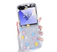 WATACHE for Samsung Galaxy Z Flip 6/5 Case Clear Flip 6/5 Case Flower Protective Cover 2024 5G for Women Girl - Floral B