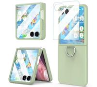 WATACHE for Samsung Galaxy Z Flip 7 Case with Screen Protector Ring Shockproof Protective Cover Flip Z 7 Phone Case for Galaxy Z Flip 7 5G 2025 - Green