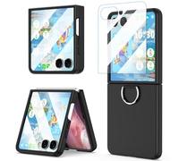 WATACHE for Samsung Galaxy Z Flip 7 Case with Screen Protector Ring Shockproof Protective Cover Flip Z 7 Phone Case for Galaxy Z Flip 7 5G 2025 - Black