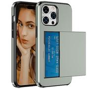 WATACHE Phone Case Compatible with iPhone 15 Pro Max Wallet Case with Credit Card Holder ID Card Slot Shockproof Hard PC TPU Phone Case Slide Flip Protective Cover for 15 Pro Max 6.7 inch(Green)