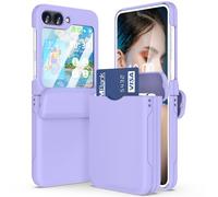 WATACHE pour Samsung Galaxy Z Flip 6 Coque avec Charnière Protection Antichoc avec Porte-Carte de Crédit Carte d'Identité Housse de Protection Coque de Téléphone pour Galaxy Flip 6 5G(Violet)