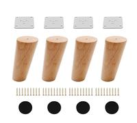 WATAOW 20cm Pieds De Meuble Ronds en Bois Massif, Lot De 4 Pied De Rechange avec Plaque De Montage Et Vis pour Canapés Tables De Chevet Meubles TV Armoires(Oblique Cone,12cm/4.7")