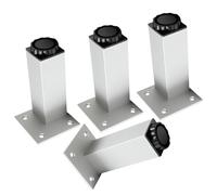 WATAOW 30cm Pieds De Meuble Réglables, 4 Pièces Pied De Canapé en Alliage D'aluminium, Pieds De Rechange Carrés pour Armoire avec Autocollants(Argent,18cm/7.1in)