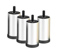 WATAOW 4 St Pieds de Meubles Réglables, 6-30cm Pied d'Extension avec Tige Filetée M6 / M8, Pieds de Lit en Aluminium pour Réfrigérateur Lave-Linge Canapé Bureau(Argent,10cm/3.9in(M6))