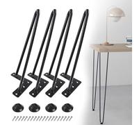 WATAOW Pieds de Meuble en Épingle en Métal Lot de 4, 10 à 86cm Pieds de Rechange pour Meubles DIY, Pied de Canapé Meuble TV Table avec 4 Protections de Sol(10"/25cm)