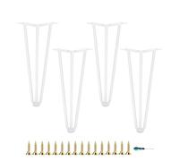 WATAOW Pieds de Table en Épingle à Cheveux en Métal Massif, 4 Pièces Pied de Bureau avec 3 Tiges, Remplacer Pieds pour Meubles aux Armoires Canapés Tables Basses(Blanc,32.28"/82cm)