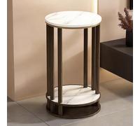 WATAOW Tables D'appoint Rondes De 2 Couleurs - Support À Plantes En Bois Intérieure Extérieure - Porte Fleurs À 2 Niveau - Étagère De Balcon En Pot(Walnut,74cm/29.1")