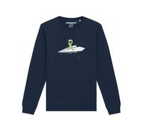 Watapparel Sweat-shirt ' Alien on a paper plane ' bleu marine / vert / blanc, Taille XXL