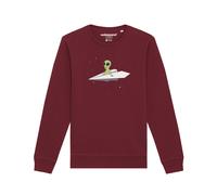 Watapparel Sweat-shirt 'Alien on a paper plane' mélange de couleurs / bourgogne / rouge foncé, Taille XXL