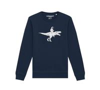 Watapparel Sweat-shirt ' Astronaut on T-Rex ' bleu marine / blanc chiné, Taille L