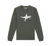 Watapparel Sweat-shirt ' Astronaut on T-Rex ' kaki / blanc chiné, Taille L